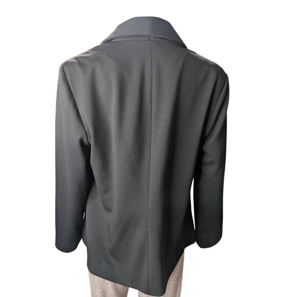 Black Open-Front Blazer Womens Sz 1/M Ponte Knit Office Casual Business Academia - Picture 6 of 9